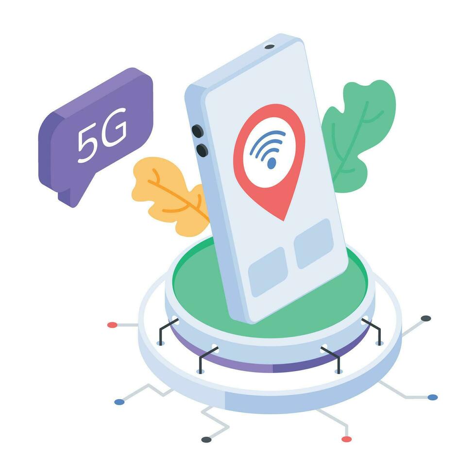 Wireless Technology Isometric Icon vector