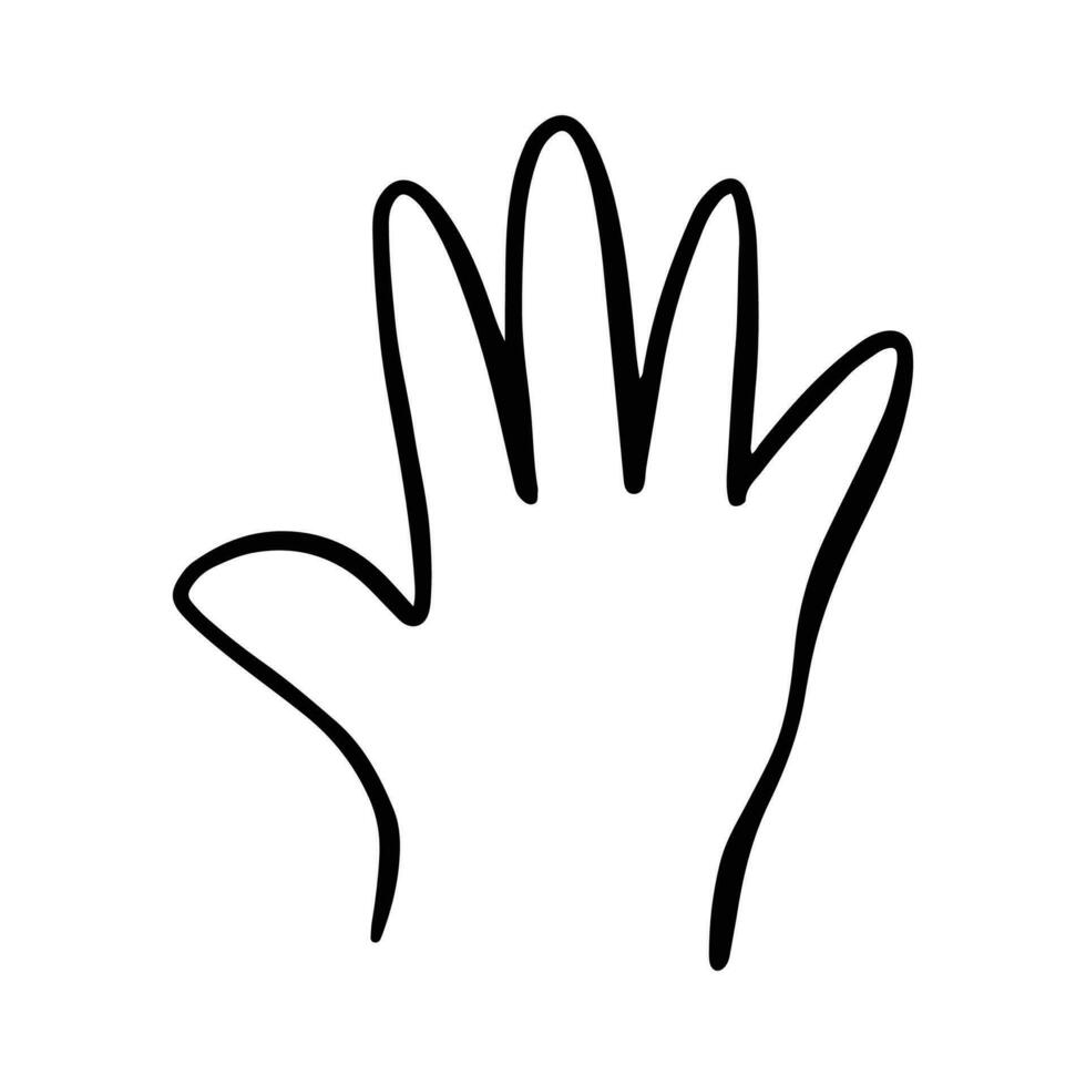 para niños mano gestos en garabatear estilo aislado. mano dibujado humano manos expresando varios señales y símbolos con dedos vector