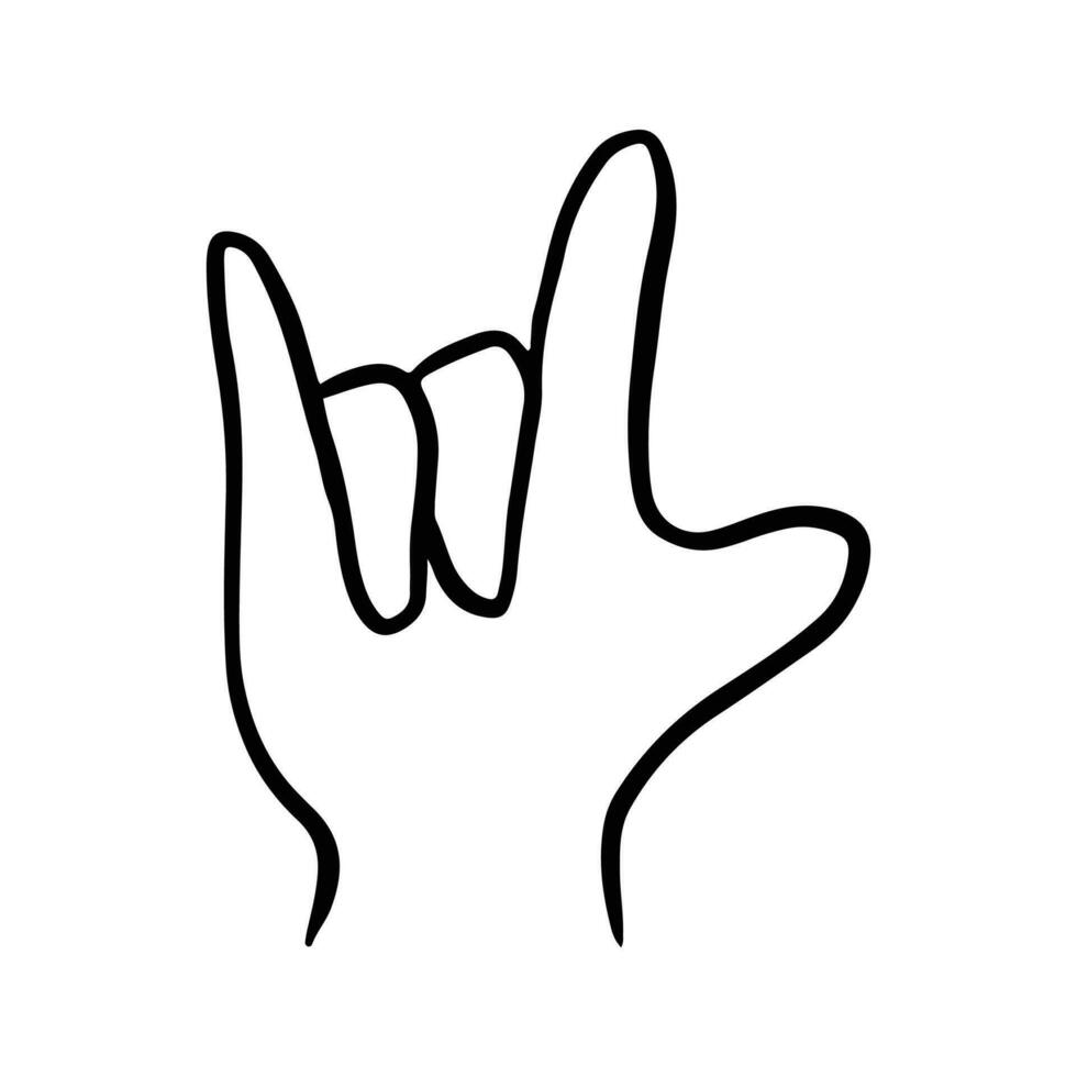 Children's hand gestures in doodle style isolated. Hand drawn human hands expressing various signs and symbols with fingers vector