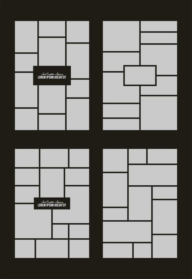 Pictures or photos frame collage. comics page grid layout abstract photo frames and digital photo wall template vector