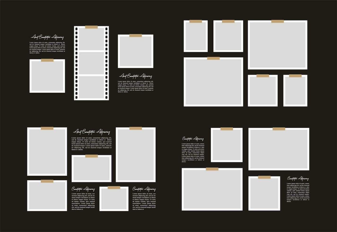 Pictures or photos frame collage. comics page grid layout abstract photo frames and digital photo wall template vector