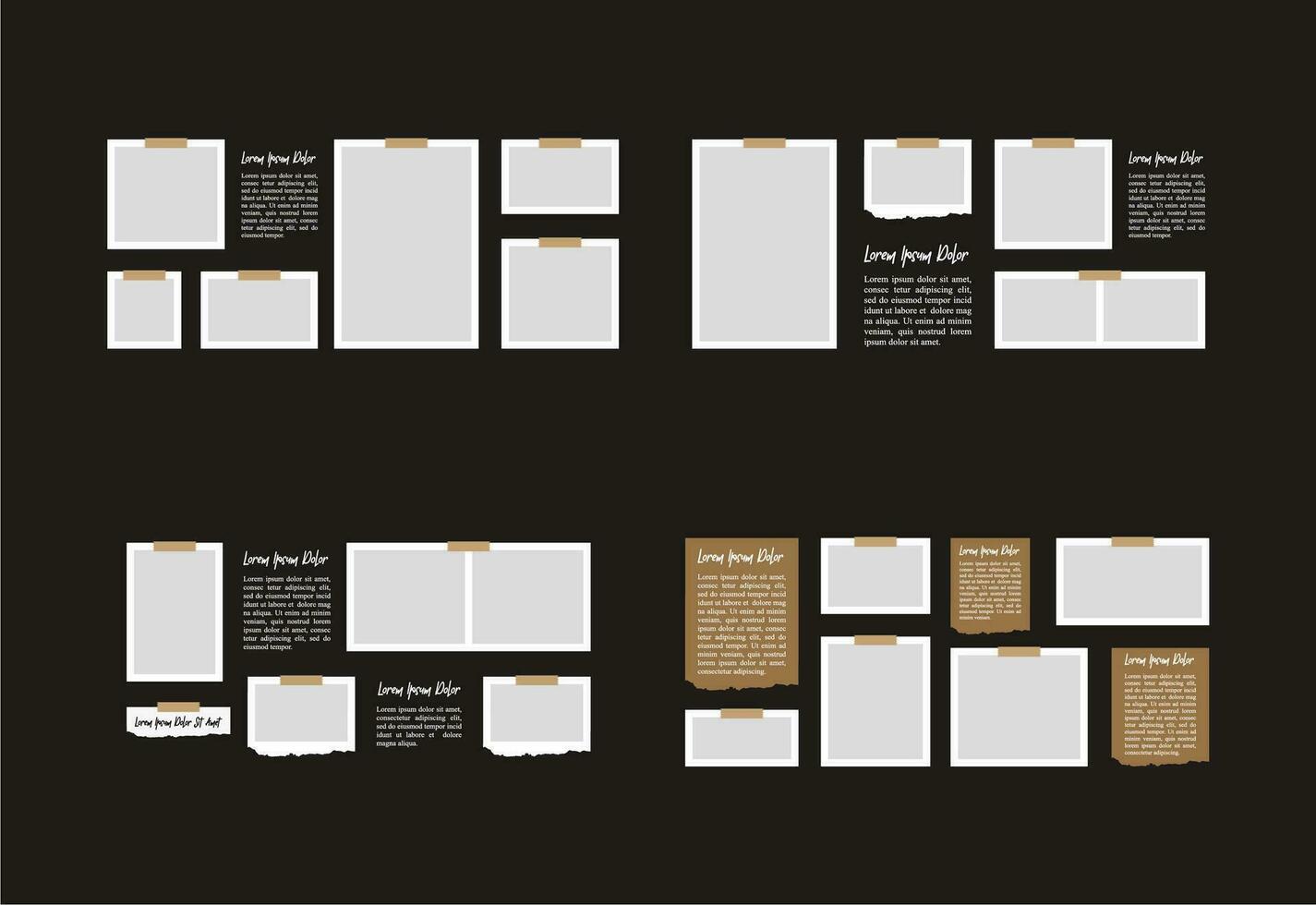Pictures or photos frame collage. comics page grid layout abstract photo frames and digital photo wall template vector