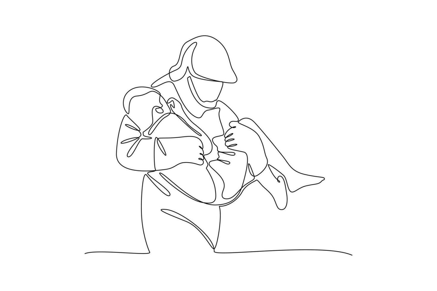 One continuous line drawing of First aid, emergency concept. Doodle vector illustration in simple linear style.