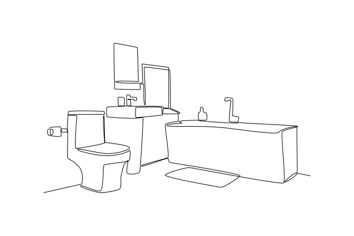 One continuous line drawing of Home interior design concept. Doodle vector illustration in simple linear style.