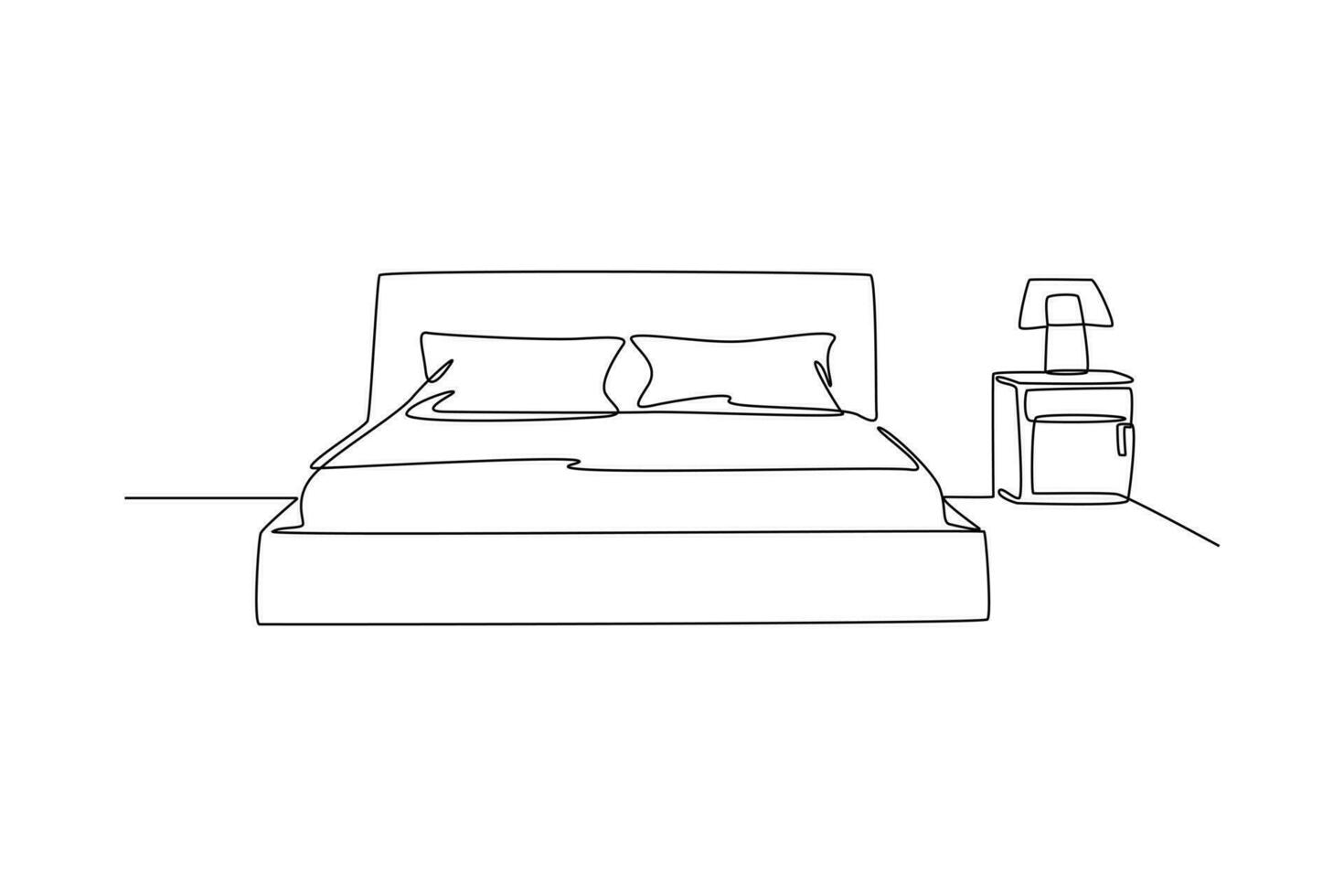 One continuous line drawing of Home interior design concept. Doodle vector illustration in simple linear style.