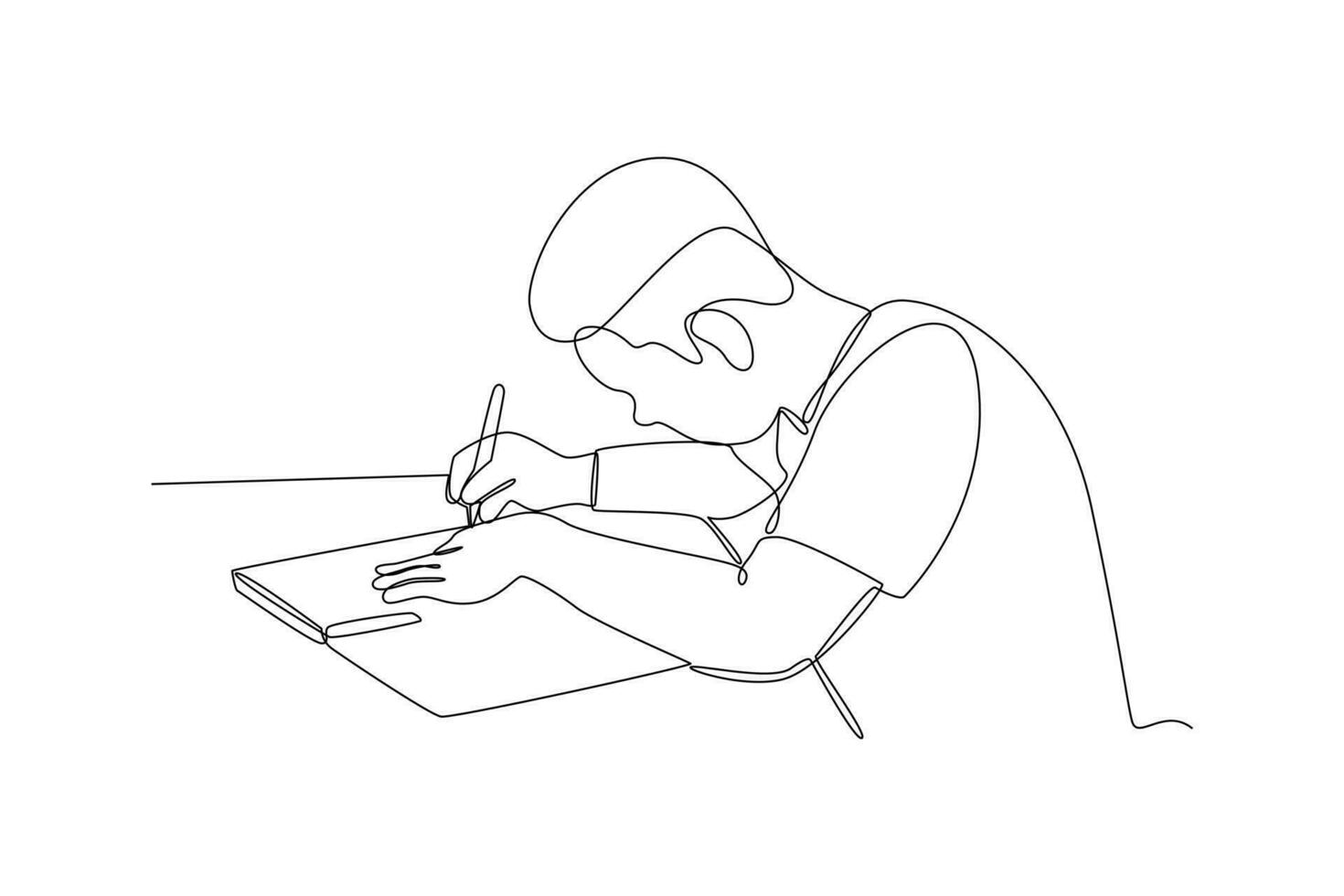 One continuous line drawing of Student life concept. Doodle vector illustration in simple linear style.