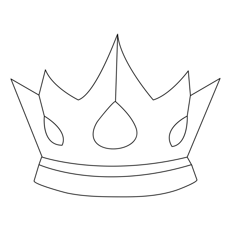 Single line continuous drawing of king crown outline vector illustration