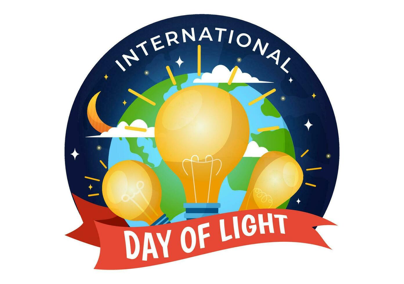 International Day of Light Vector Illustration on May 16 to the Importance Use of Lamp and Savings in Human Life in Flat Cartoon Background