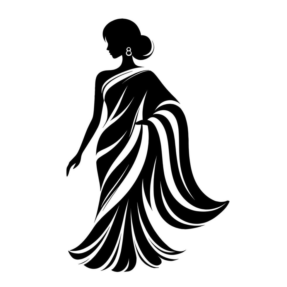 AI generated Vector saree with women figure clothing logo design