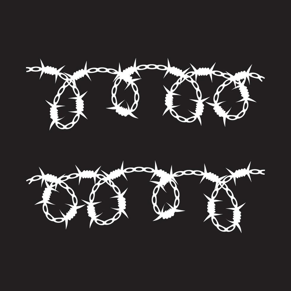 Barbed wire isolated on a white background a twisted ring is made of its mesh silhouette vector ill
