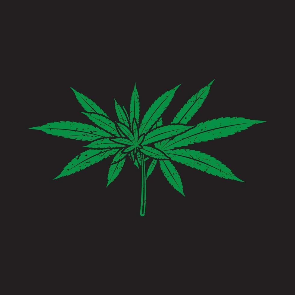 Marijuana leaf vector seamless . Cannabis engraving plant.