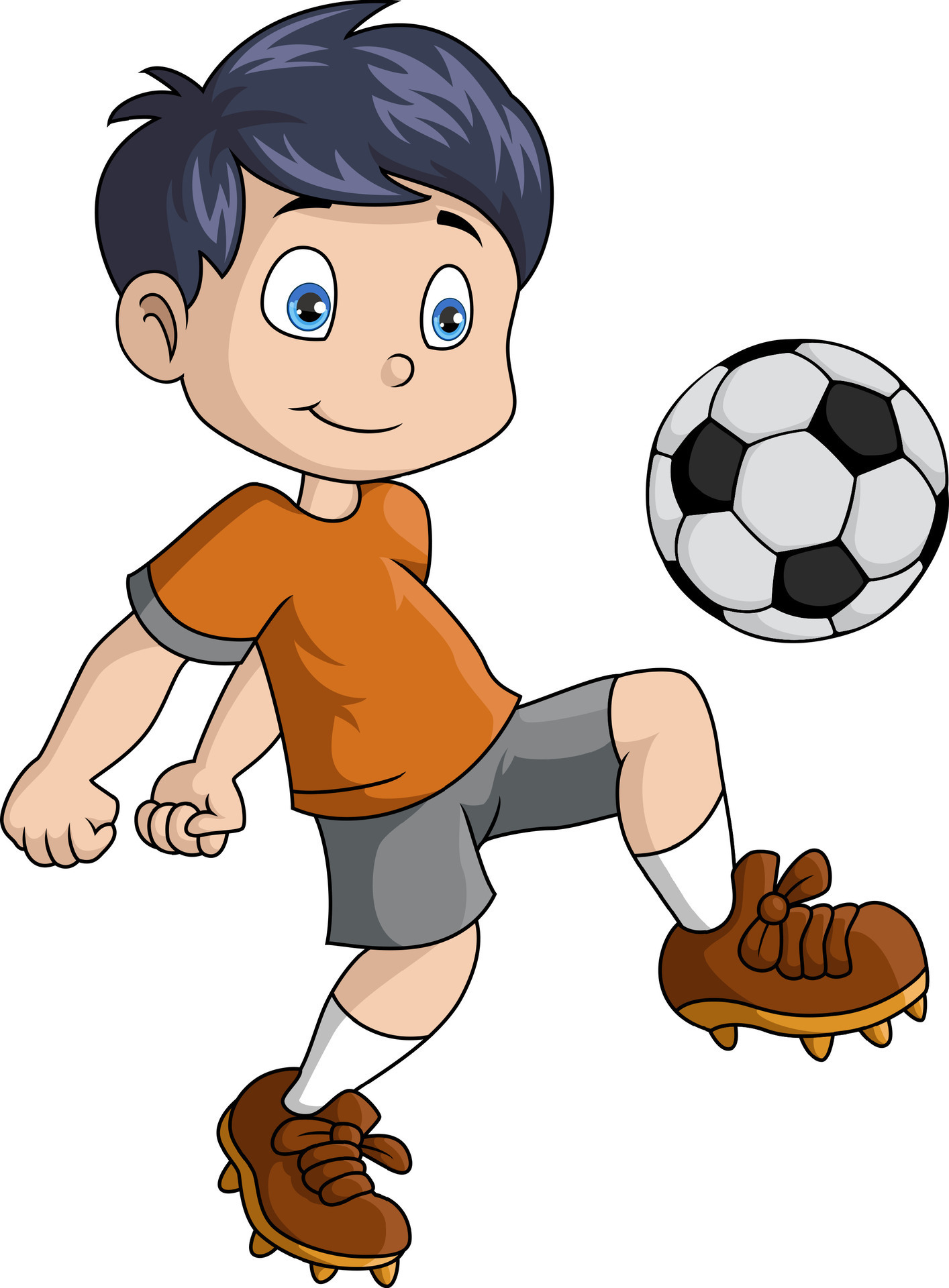 Cute little boy cartoon playing football 36772883 Vector Art at Vecteezy