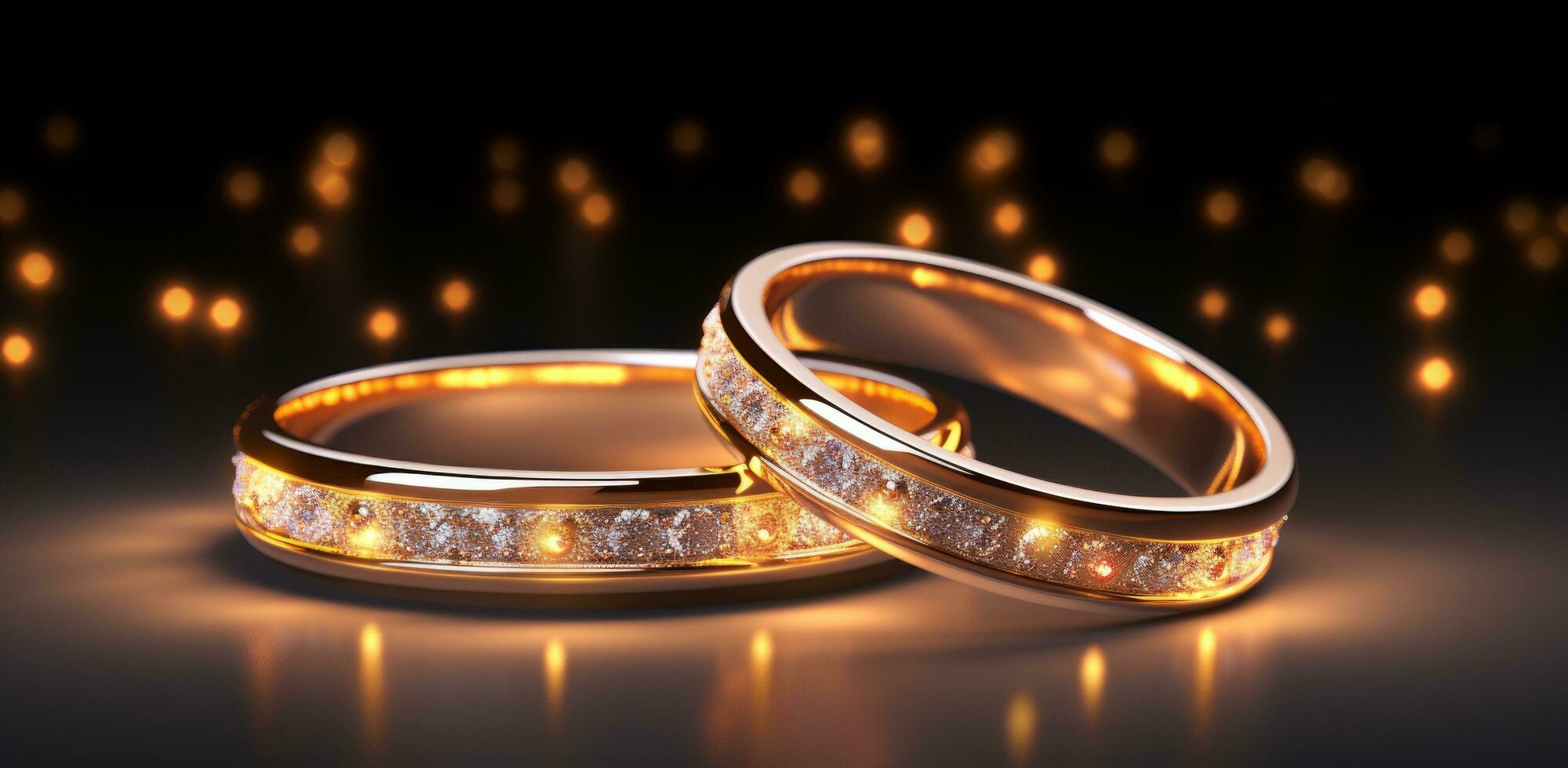 AI generated two wedding bands with light of brio photo