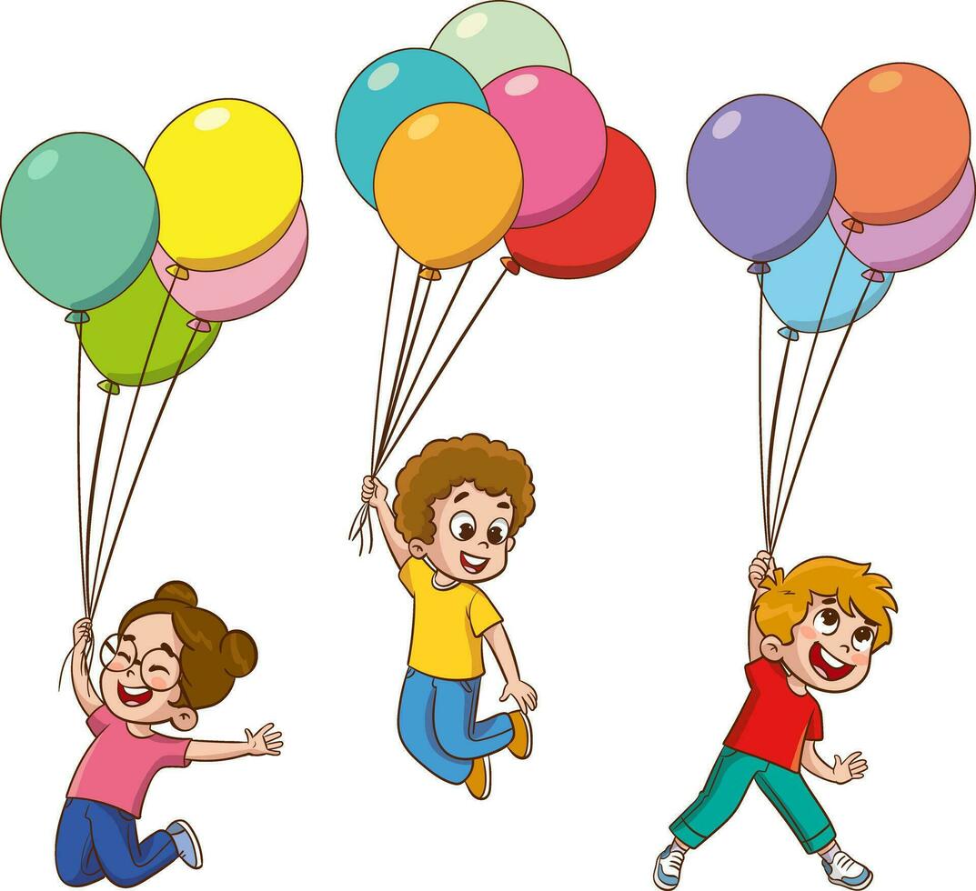 vector ilustración de niños jugando con globos