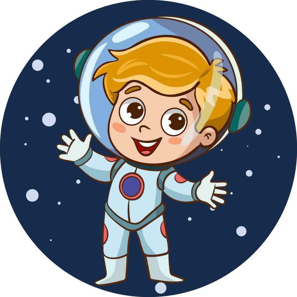 caricatura, niño, astronauta, tenencia, casco 7270784 Vector en Vecteezy