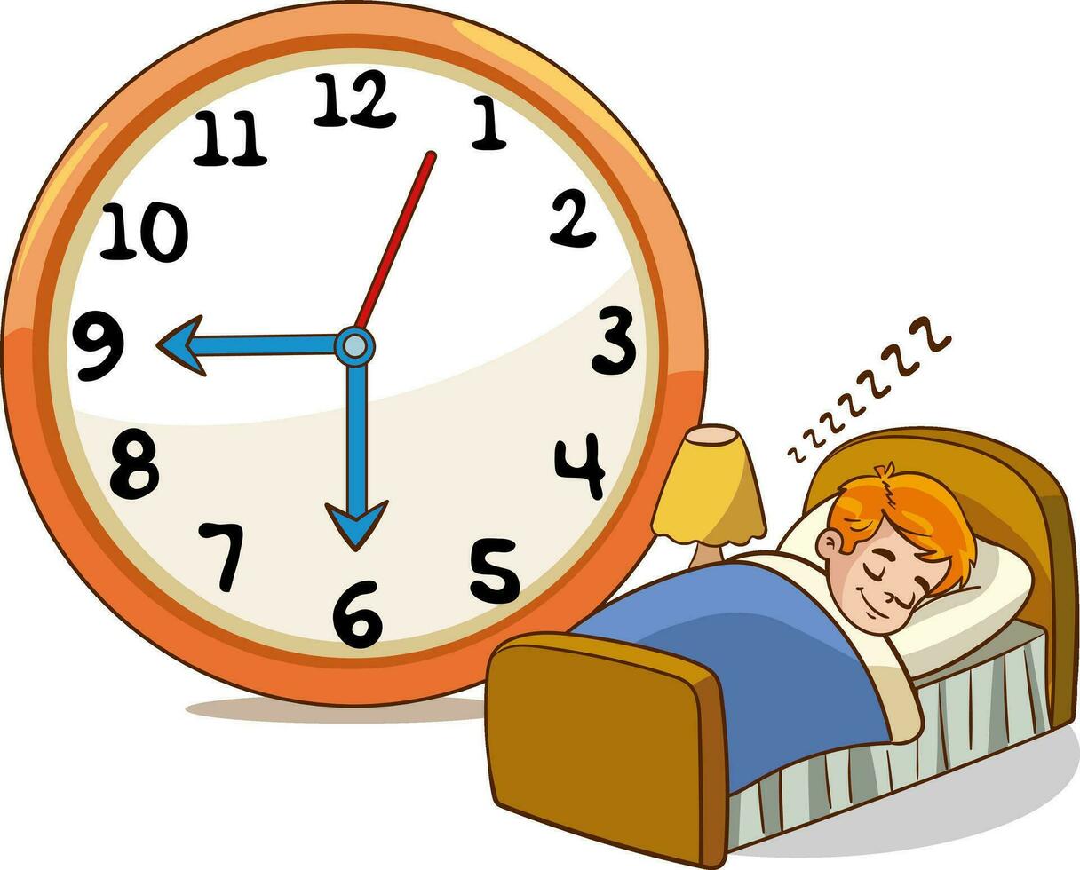 dormido niño.diariamente rutina con sencillo relojes.vector conjunto con niño. gracioso dibujos animados personaje. vector ilustración