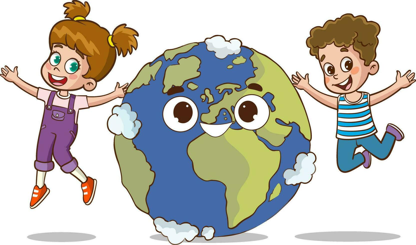 vector ilustración de contento niños saltando alrededor el tierra.