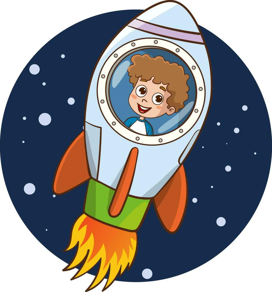 vector ilustración de niño astronauta siente contento en espacio