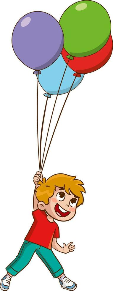 vector illustration of children playing with balloons