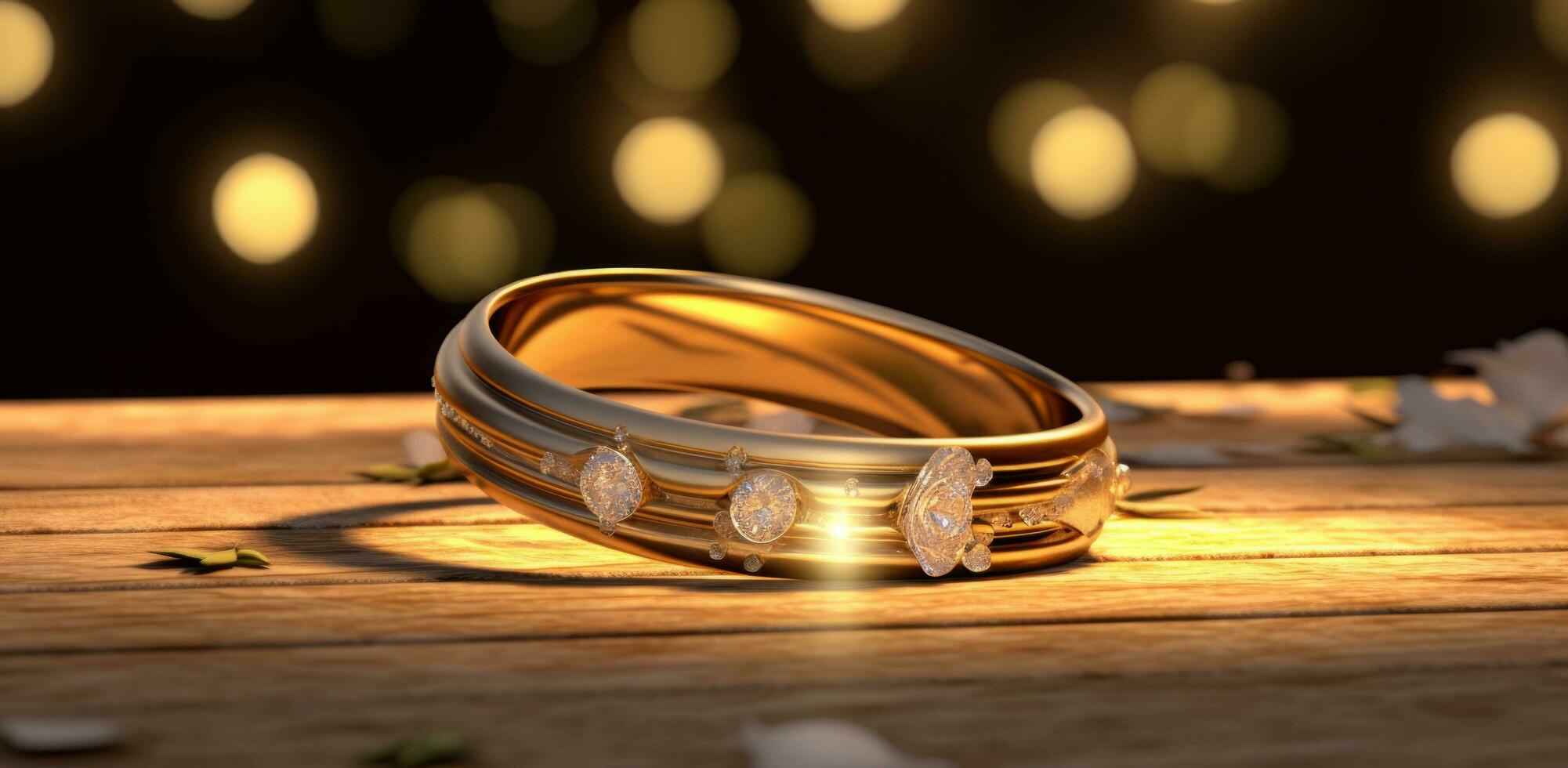 AI generated two wedding bands with light of brio photo