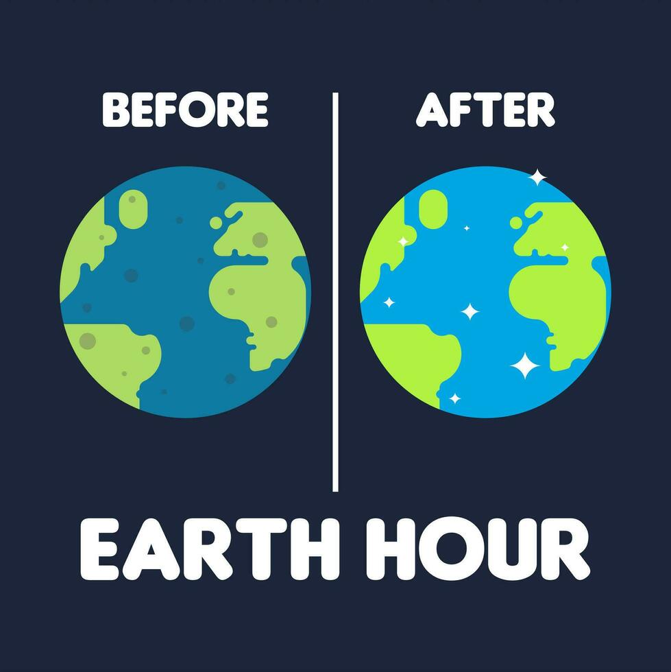 Happy earth hour day illustration background vector