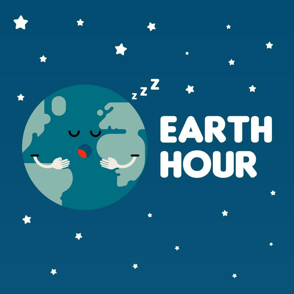 Happy earth hour day illustration background vector