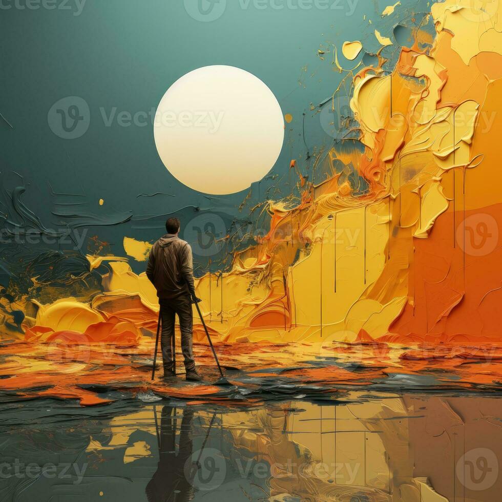 AI Generated abstract watercolor paintings, paint color splotches, abstract colors, minimalism art painting, scene design. Ai Generative. photo