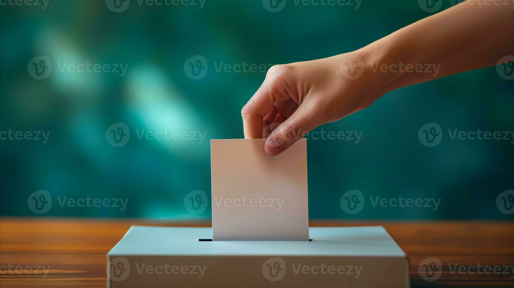 AI generated Voting paper inserted into a voting box. Generative AI photo