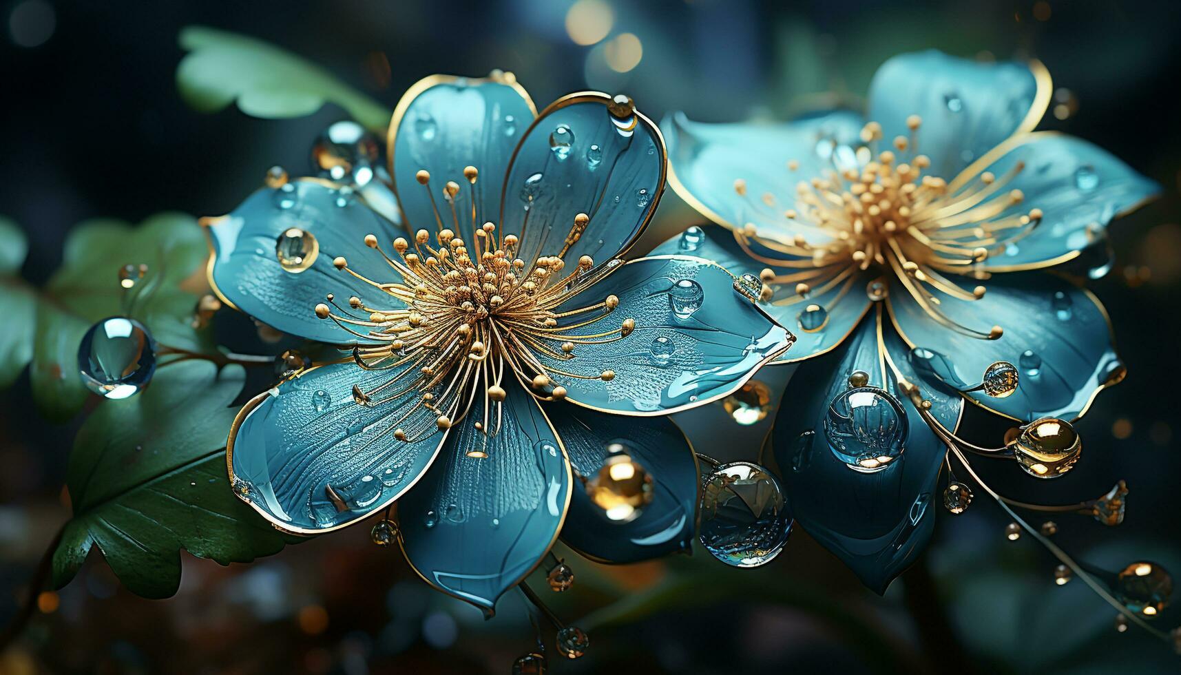 AI generated Freshness of dew on a wet leaf reflects beauty in nature generated by AI photo