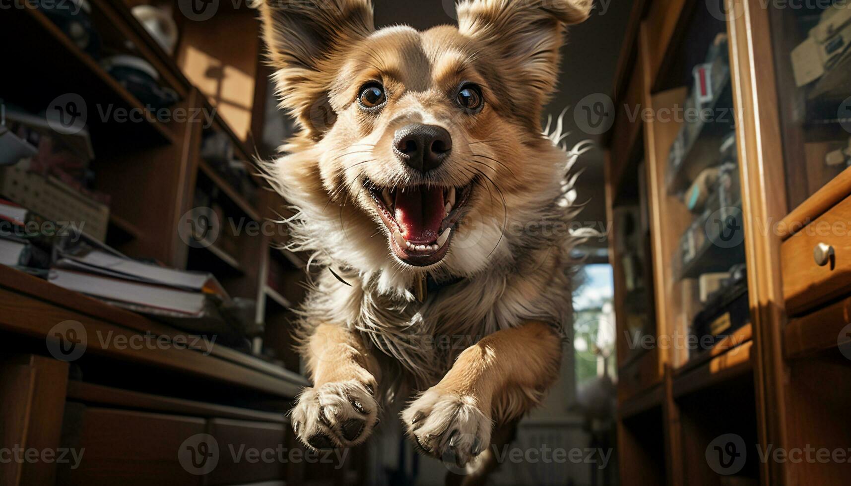AI generated A cute puppy sitting, looking at camera, showing loyalty and friendship generated by AI photo