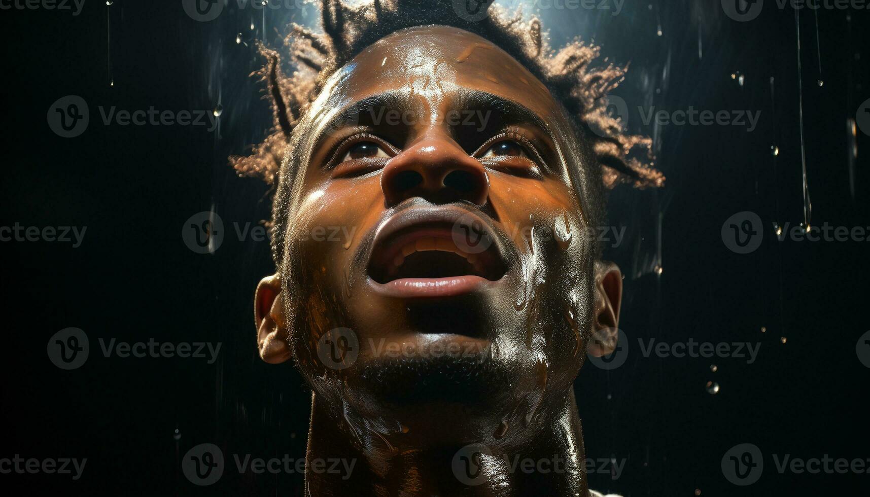 AI generated Smiling adults splashing water, enjoying the wet night with joy generated by AI photo