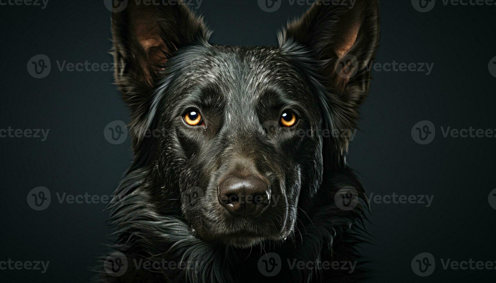 AI generated A loyal German Shepherd puppy, sitting indoors, looking at camera generated by AI photo