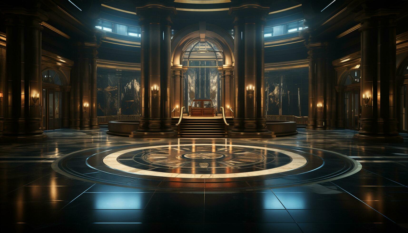 AI generated Luxury modern home interior with illuminated glass ceiling and flooring generated by AI photo