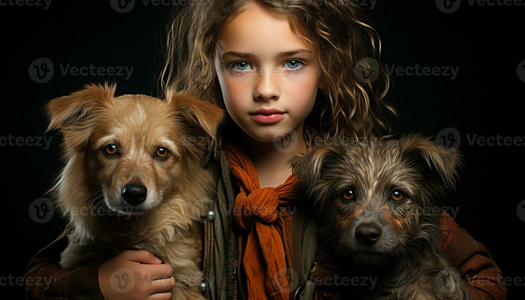 AI generated Cute puppy looking at camera, bringing happiness to young girls generated by AI photo