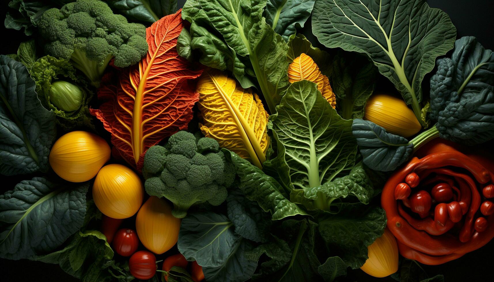AI generated Fresh, healthy vegetables in a colorful autumn salad generated by AI photo