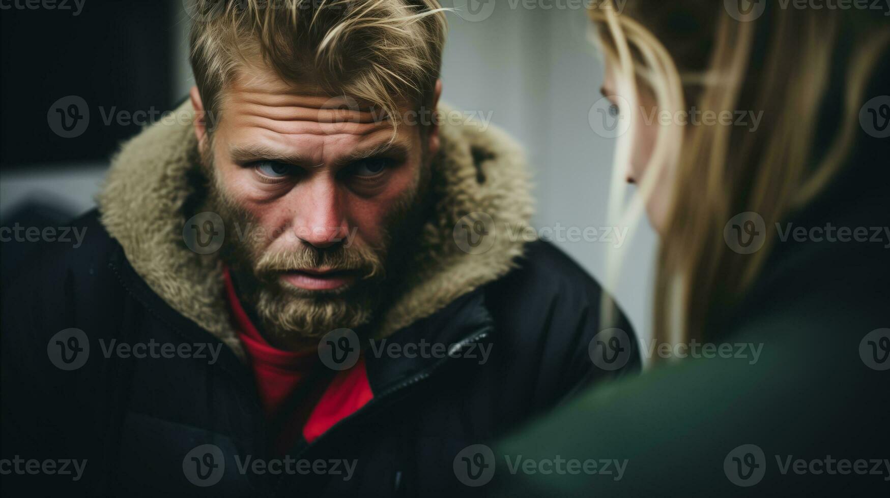AI generated A man facing a problem, looking concerned and deep in thought. Generative AI photo