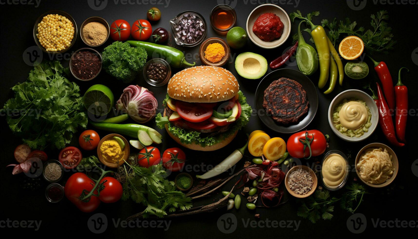 AI generated Fresh, healthy meal grilled beef, tomato, avocado on rustic bread generated by AI photo