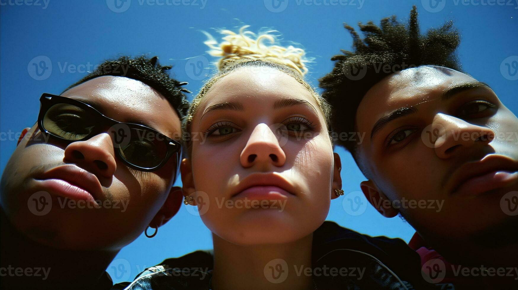 AI generated Three people are posing for a selfie. Generative AI photo