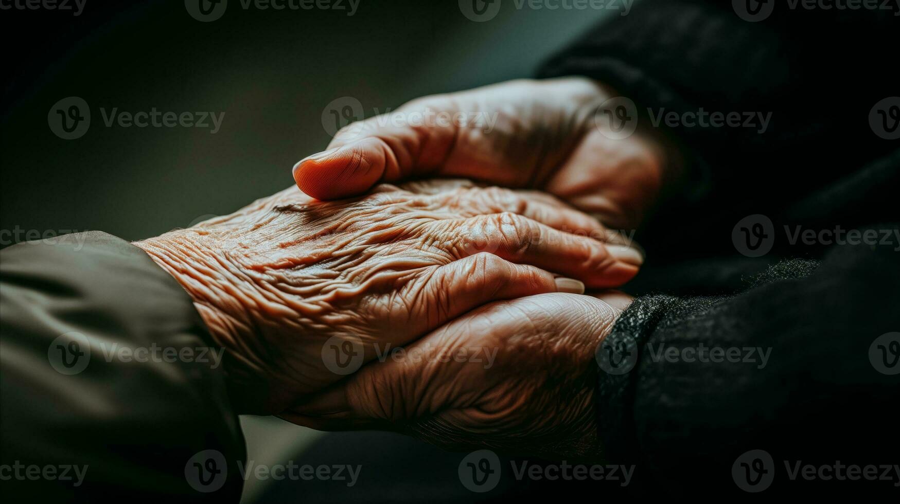 AI generated Old hands expressing unity and solidarity. Generative AI photo