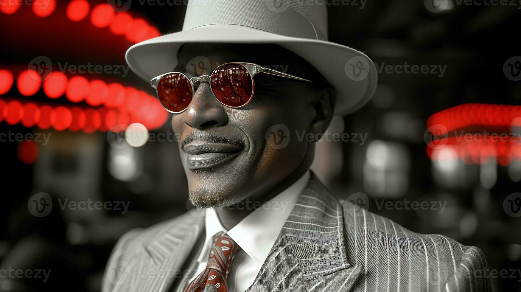 AI generated A handsome man in hat and glasses. Generative AI photo