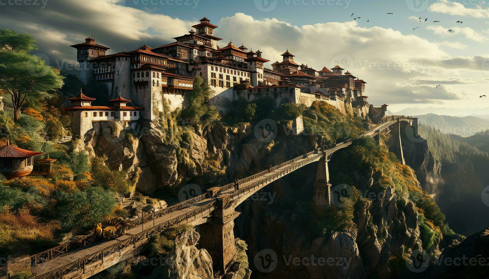 AI generated Religion architecture on mountain, nature spirituality, famous place outdoors generated by AI photo