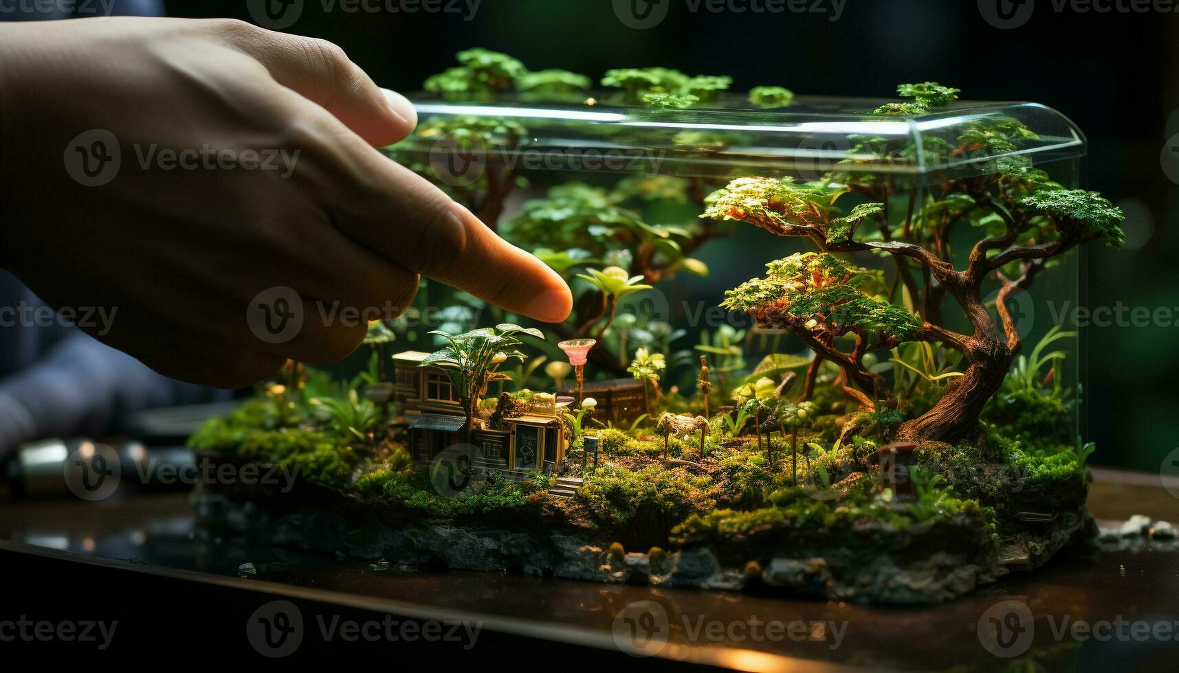 AI generated Hand holding small plant, symbolizing growth and care for nature generated by AI photo