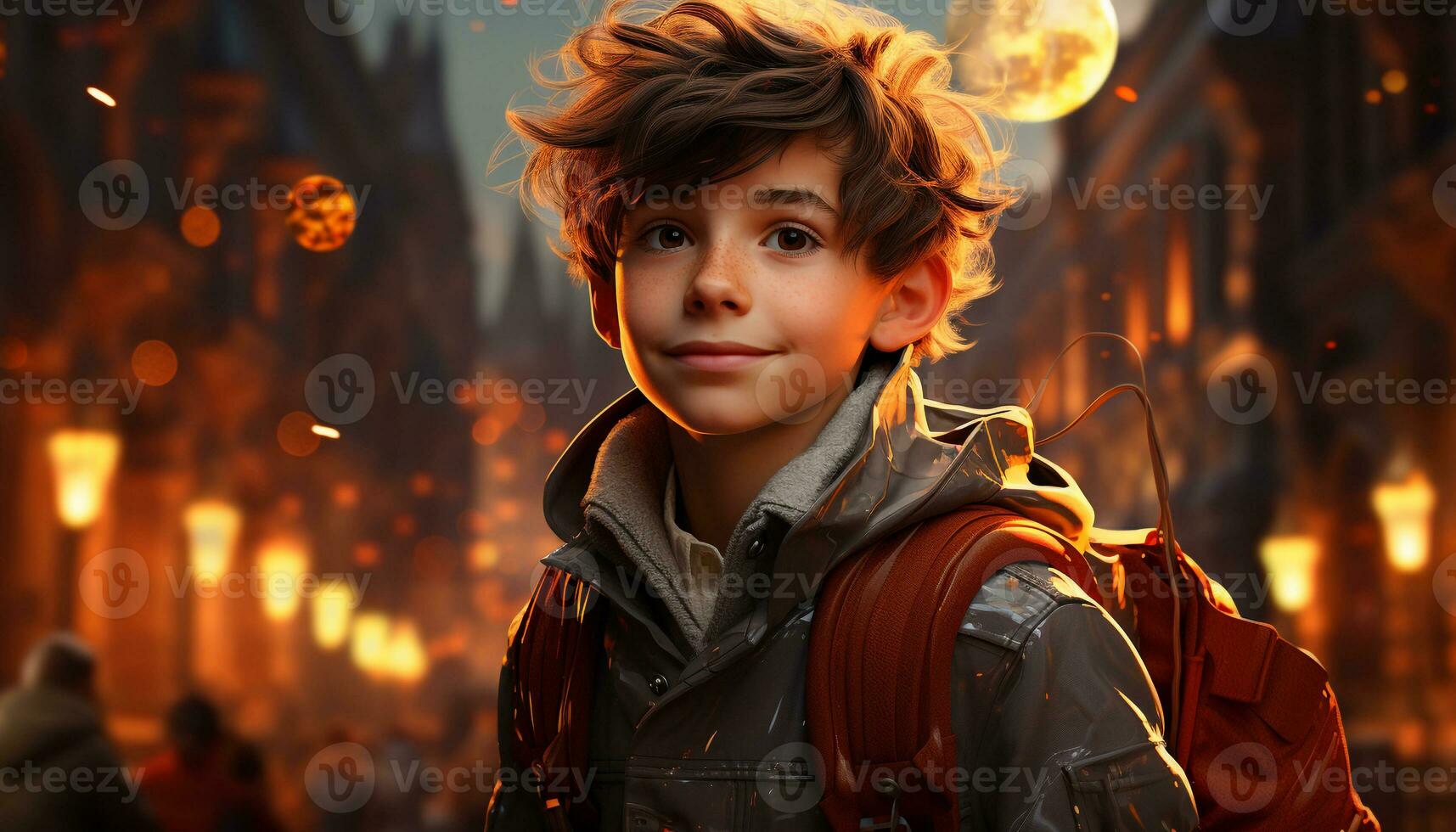 AI generated Smiling boys in winter, looking at camera, outdoors, cheerful generated by AI photo