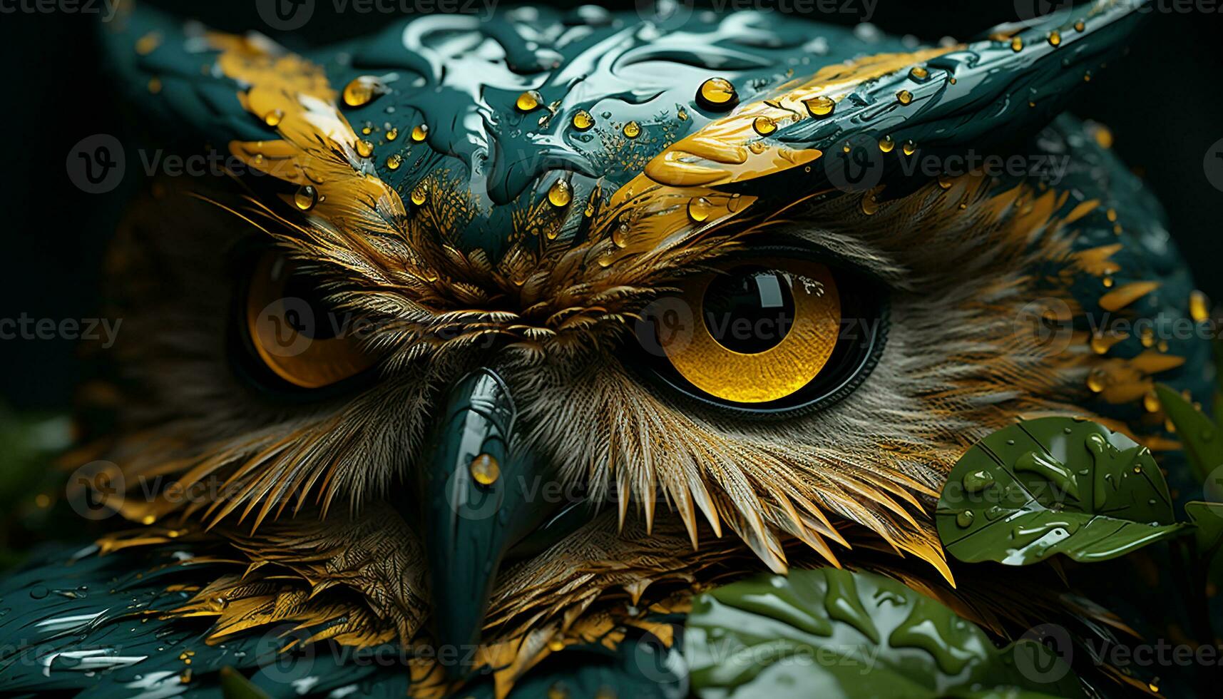 AI generated Eagle owl piercing gaze reveals nature mysterious wisdom generated by AI photo