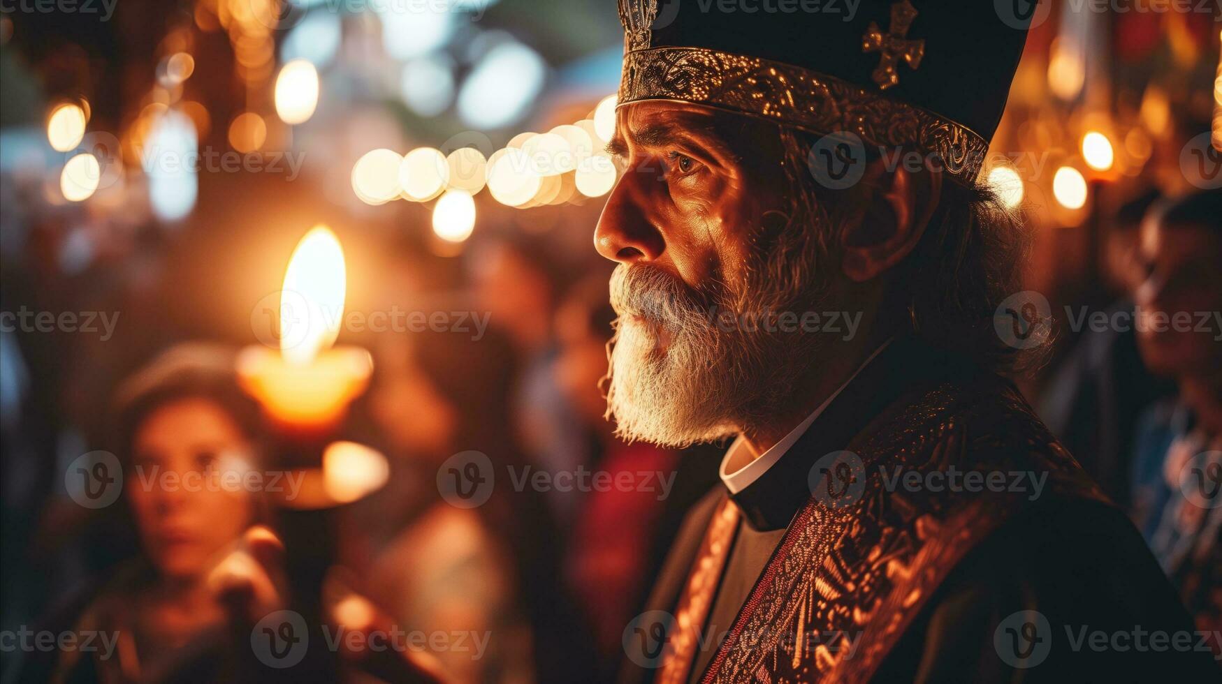 AI generated a clergyman holding a candle during a ceremony Generative AI photo