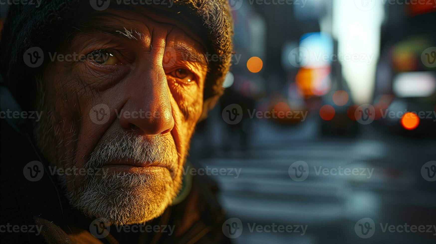 AI generated A lonely man on the city streets. Generative AI photo