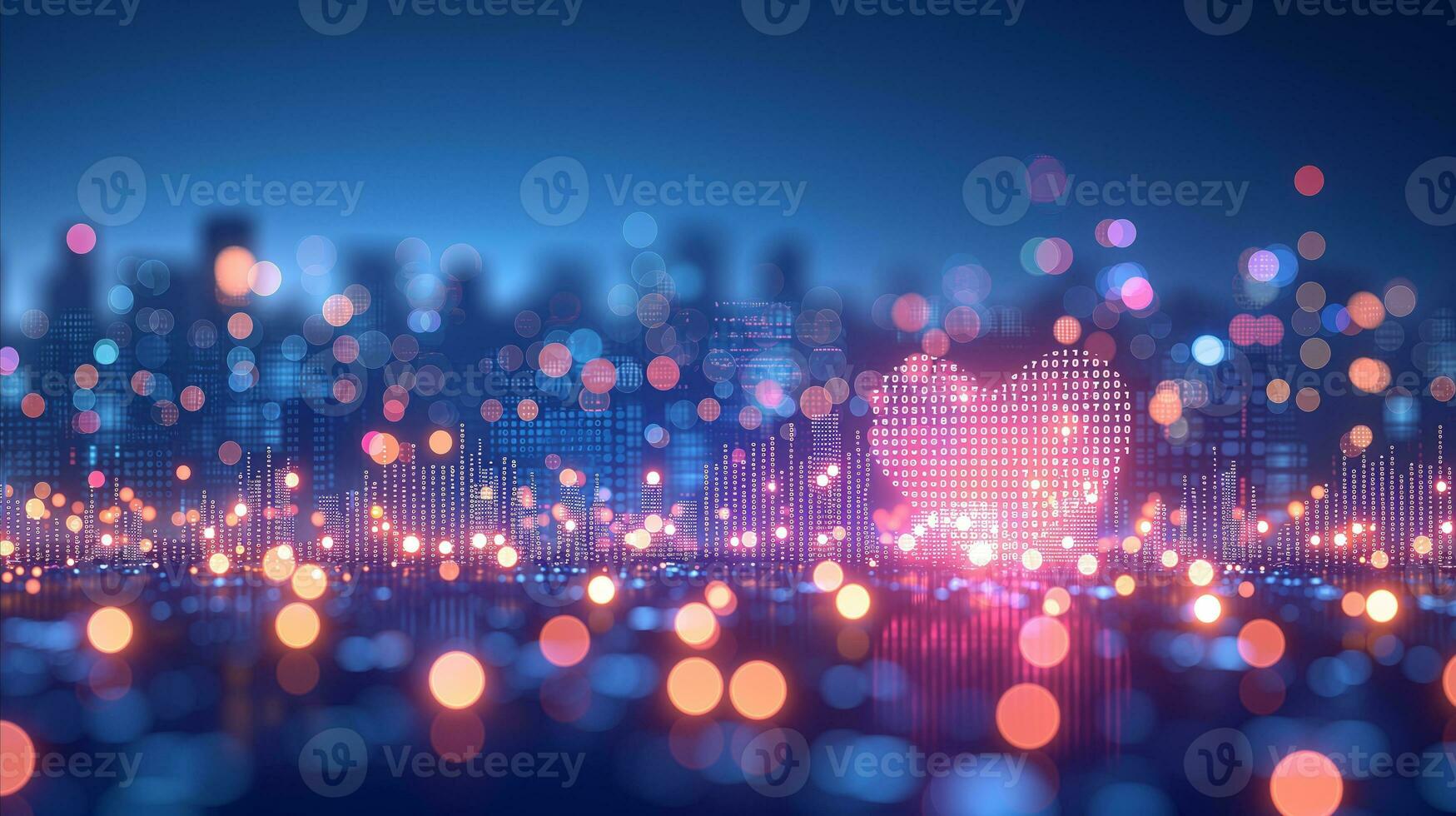 AI generated An abstract cityscape background with lights. photo