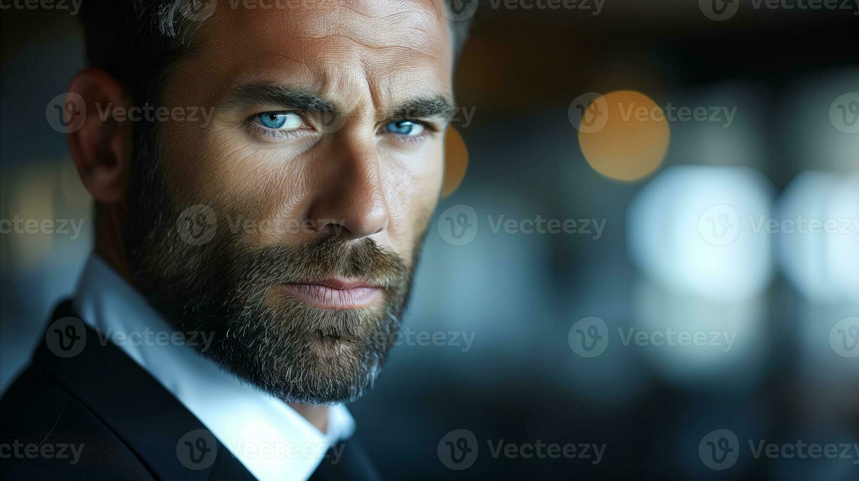 AI generated Confident businessman with a beard in elegant suit photo