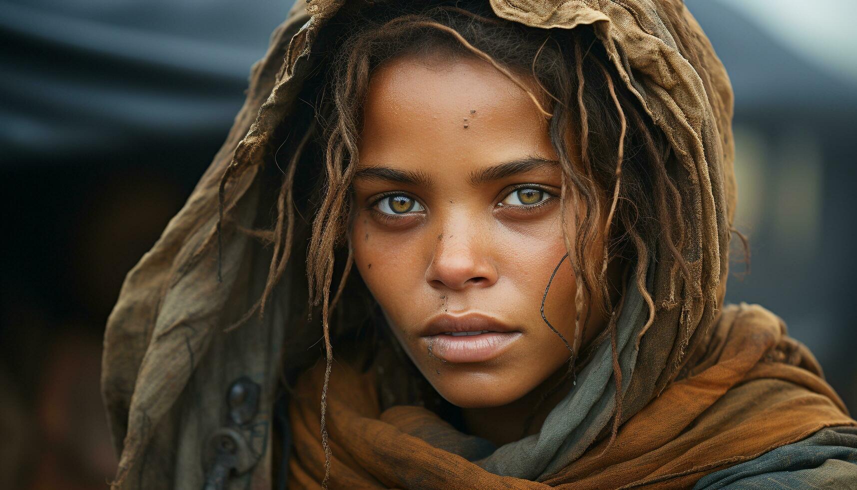 AI generated Young woman, confident and smiling, looking at the camera generated by AI photo