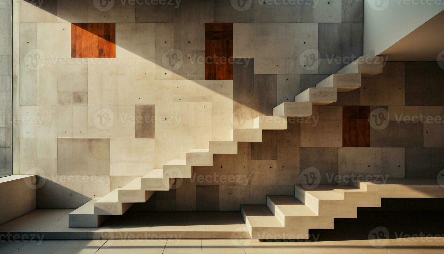 AI generated Modern staircase design in a futuristic apartment with clean decor generated by AI photo